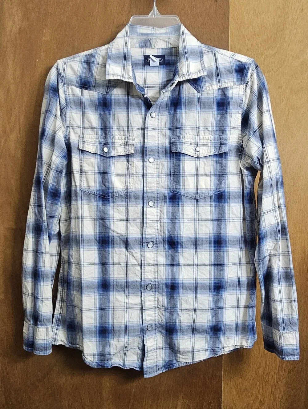 Children's place big boys 16 XXL plaid long sleeve snap button shirt kids boy